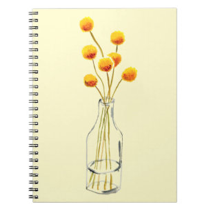 Carnet Jaune heureux Billy Button fleurs Art australien