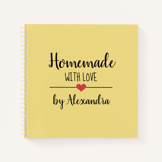Carnet Jaune moderne fait maison avec la recette d'amour  (Devant)