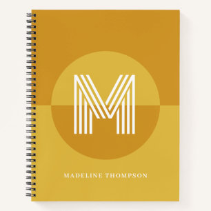 Carnet Jaune Moutarde Chic Géométrique Monogramme Moderne