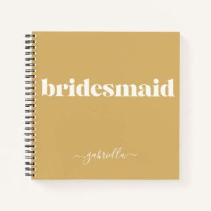 Carnet Jaune Moutarde Demoiselle d'Honneur Nom Script Per