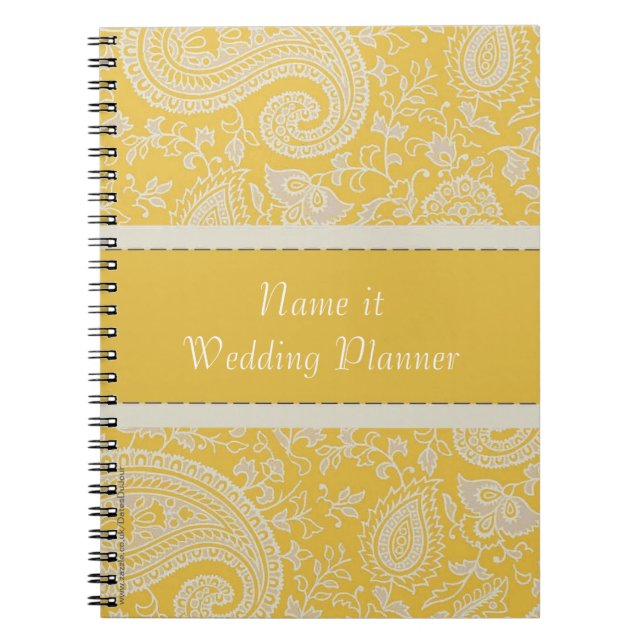 Carnet Jaune Paisley Indian Mariage damassé (Devant)
