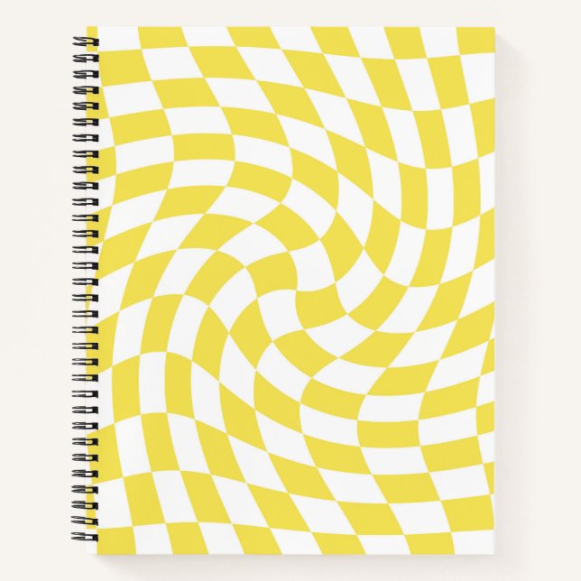 Carnet Jaune rétro Chèques déformés À damiers (Devant)