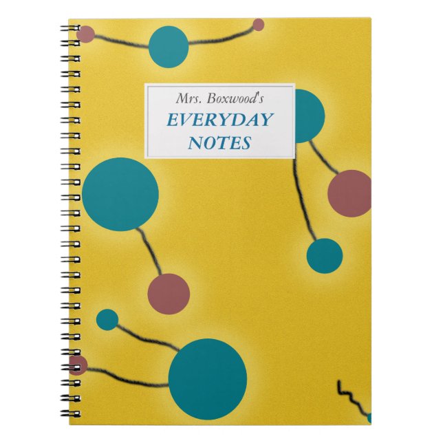 Carnet Jaune rétro-univers avec Étiquette texte (Devant)