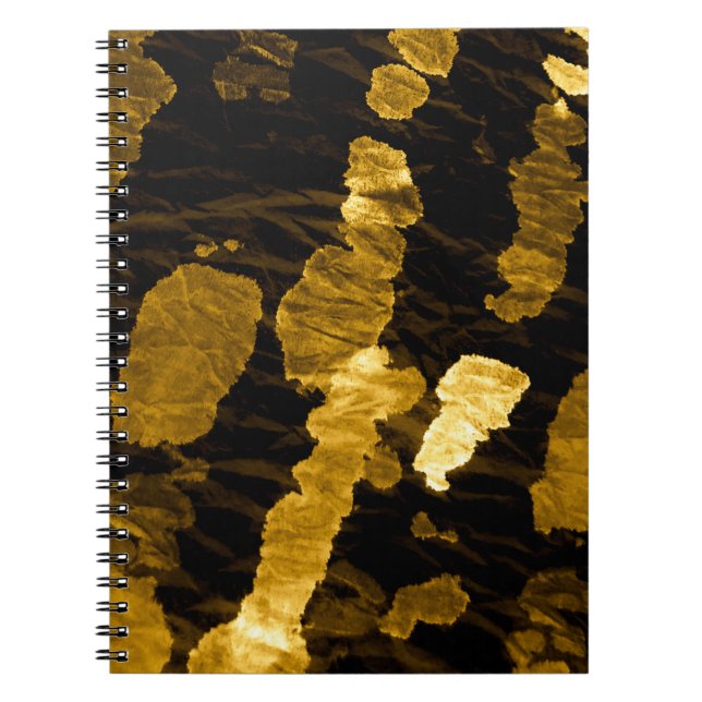 Carnet Jaune teinture cravate, motif aquarelle. (Devant)