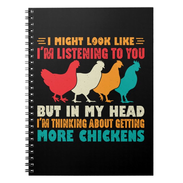Carnet J'Aurais L'Air De Vous Écouter Poulets (Devant)