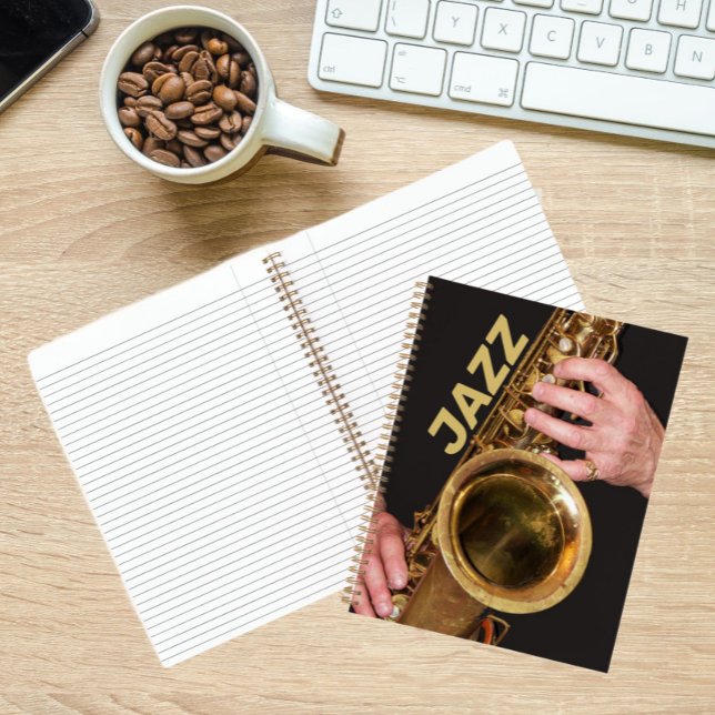 Carnet Jazzman Jouer Du Saxophone Or (In Situ)