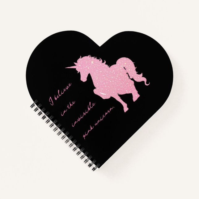 Carnet Je crois en la licorne rose invisible. (Devant)