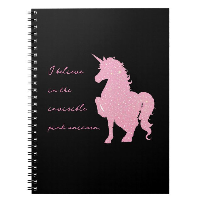 Carnet Je crois en la licorne rose invisible. (Devant)