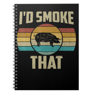 Carnet Je fumerais cette viande de porc grillée rétro drô