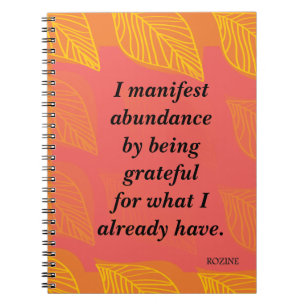 Carnet Je Manifeste L'Abondance En Étant Une Affirmation