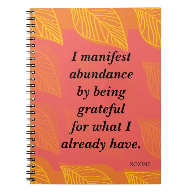 Carnet Je Manifeste L'Abondance En Étant Une Affirmation  (Devant)