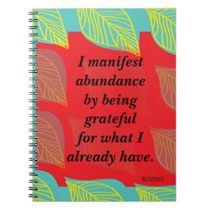 Carnet Je Manifeste L'Abondance En Étant Une Affirmation