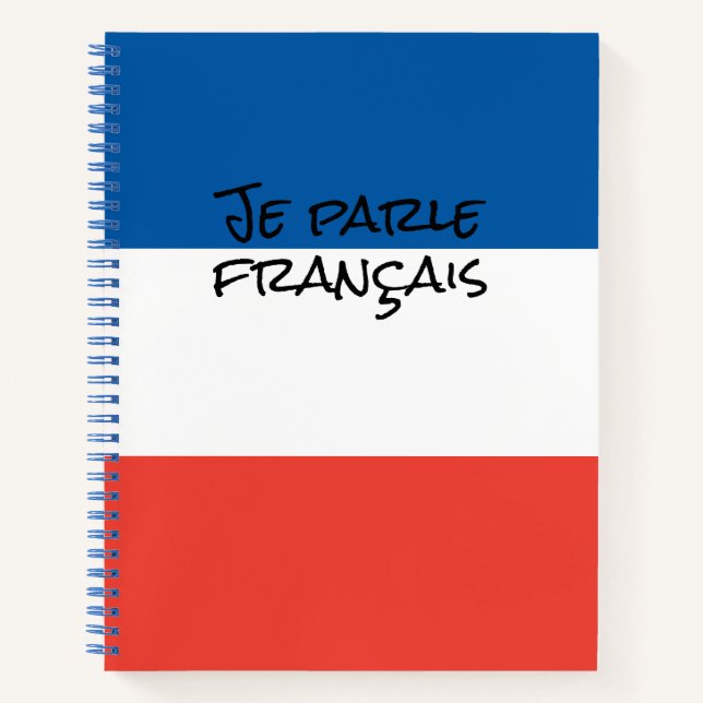 Carnet Je parle français avec les couleurs du drapeau de  (Devant)