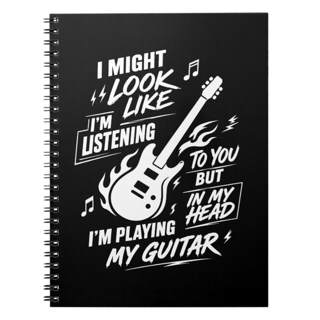 Carnet Je peux avoir l'air d'écouter Guitare (Devant)