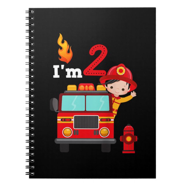 Carnet Je suis 2e anniversaire Boy Fire Engine Truck Todd (Devant)