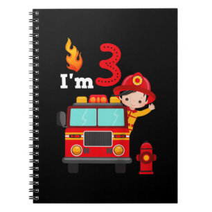 Carnet Je suis 3e anniversaire Boy Fire Engine Truck Todd