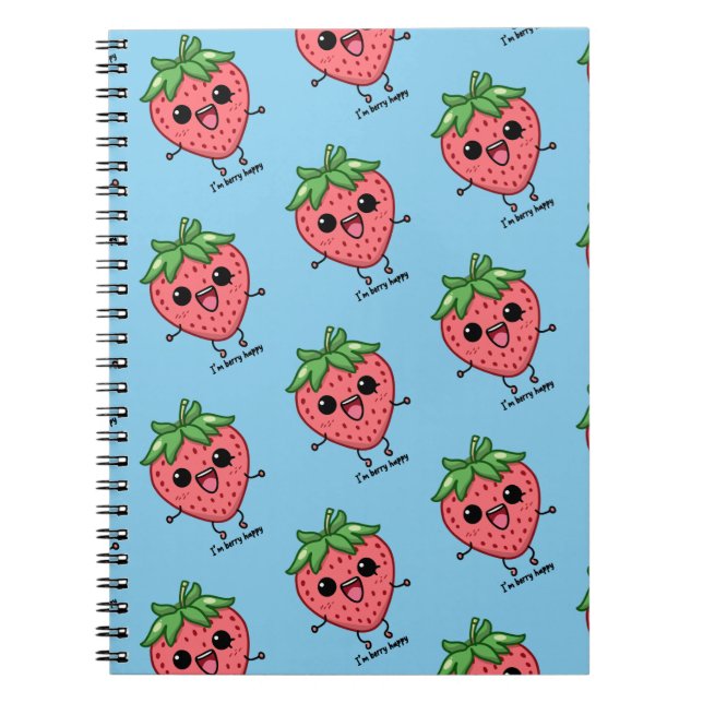 Carnet Je suis Berry Happy mignon saut de fraise kawaii (Devant)