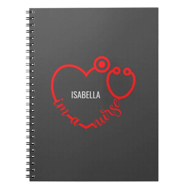 Carnet Je suis Infirmière Stethoscope Coeur Moderne Perso (Devant)