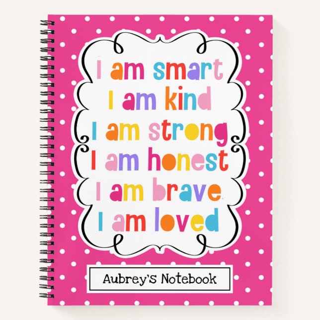 Carnet Je Suis Intelligent Pink Poka Affirmations Point P (Devant)