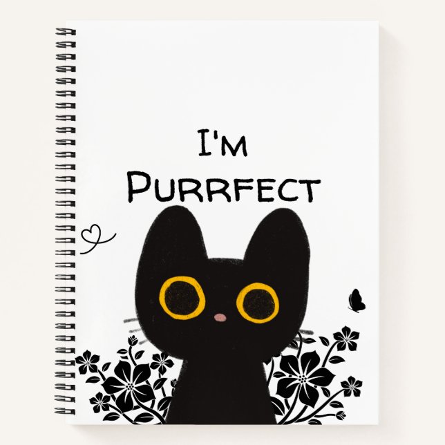 Carnet Je suis Purrfect Cute Black Cat (Devant)