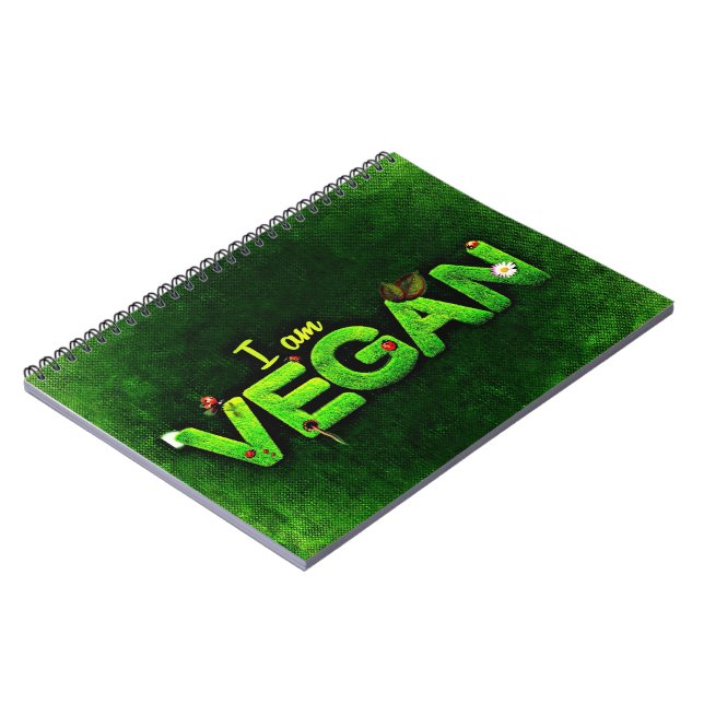 Carnet Je suis végétalien écrit avec une texture de natur (Côté gauche)