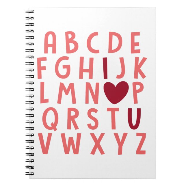 Carnet Je t'aime alphabets mignon amour valentin (Devant)