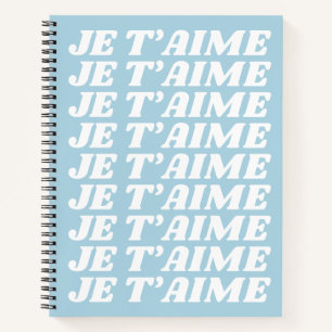 Carnet Je t'aime Français Je t'aime Cute Pastel Blue