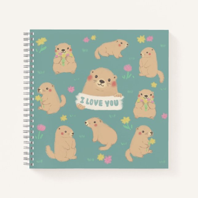 Carnet Je T'Aime, Illustration Marmotte (Devant)