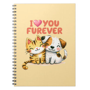 Carnet Je t'aime pour toujours Mignon Chat et Chien Kawai
