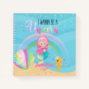 Carnet Je Veux Être Une Sirène Unicorne Princess Pink Gol
