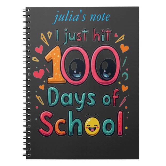 Carnet Je viens de frapper 100 jours de l'école Kawaii De (Devant)