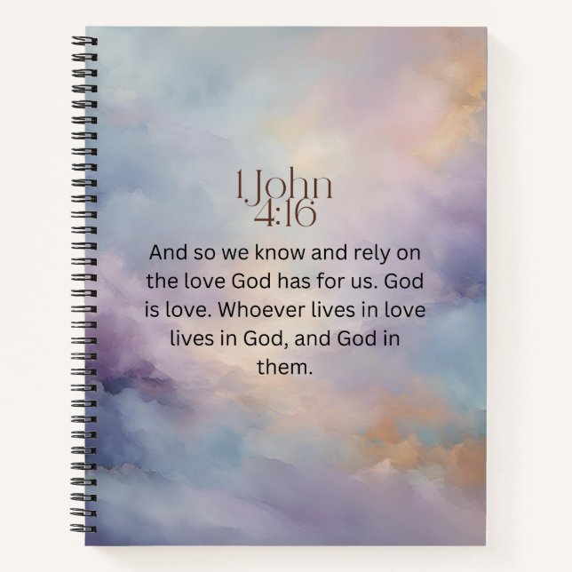 Carnet Jean 4:16 Verset biblique sur design aquarelle (Devant)