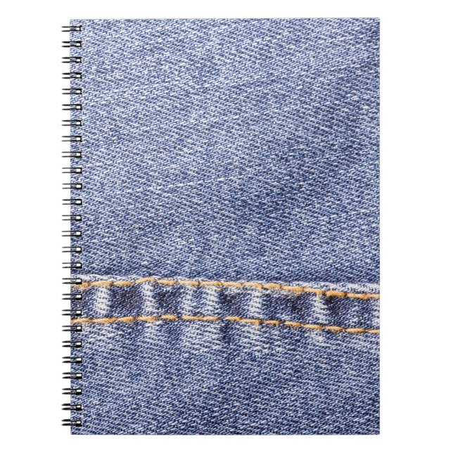 Carnet Jeans bleus : texture cousue détaillée. (Devant)