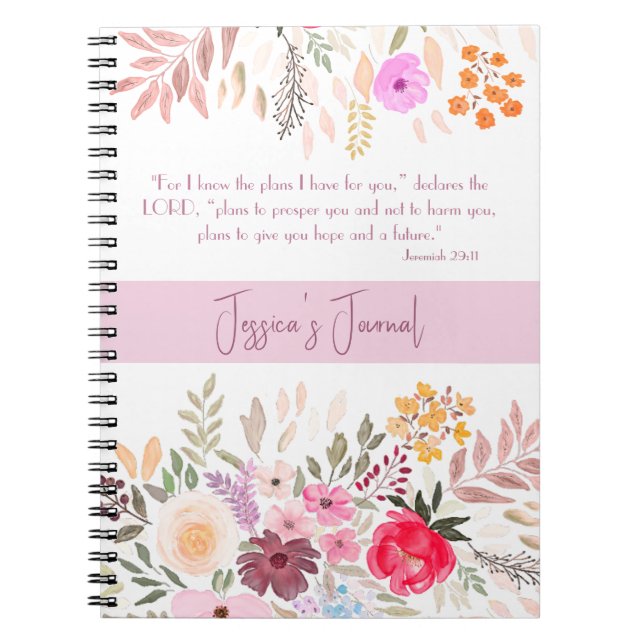 Carnet Jeremiah 29:11 - Car je connais les Plans Pink Flo (Devant)