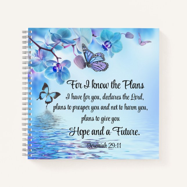 Carnet Jeremiah 29:11 Tropical Orchids Butterfly Bible (Devant)