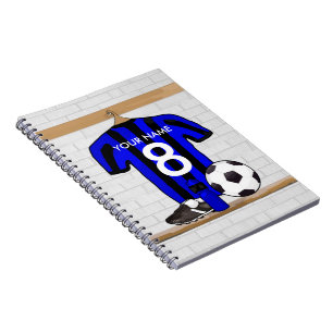 Carnet Jersey de football noir et bleu personnalisé