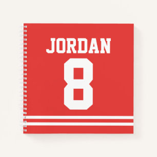Carnet Jersey de football rouge avec nom et numéro person