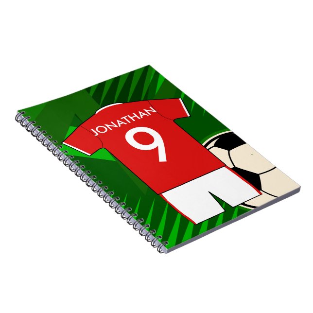 Carnet Jersey de soccer personnalisé rouge et blanc (Côté Droit)
