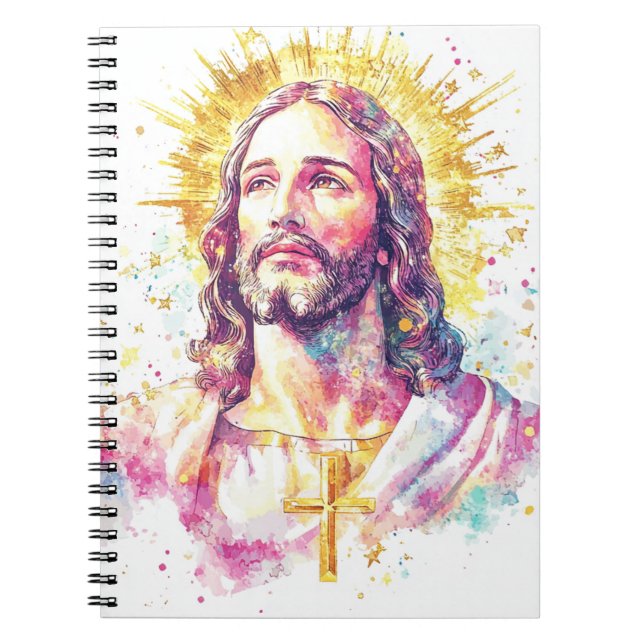 Carnet Jesus Christ Face Watercolor Painting Religious  (Devant)