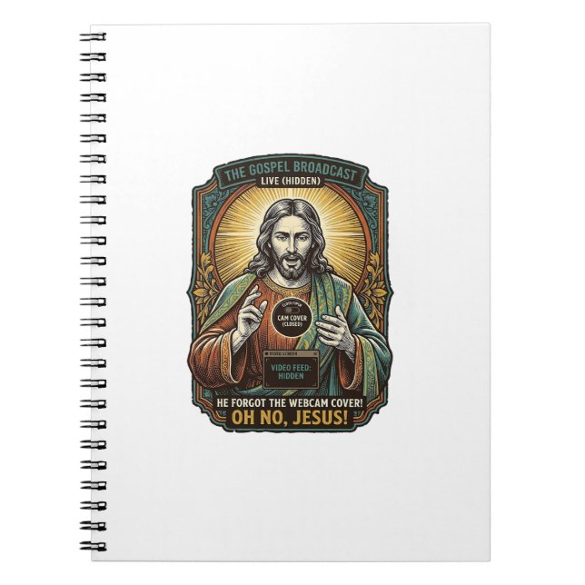 Carnet Jésus Fond noir Couverture de webcam oubliée Virtu (Devant)