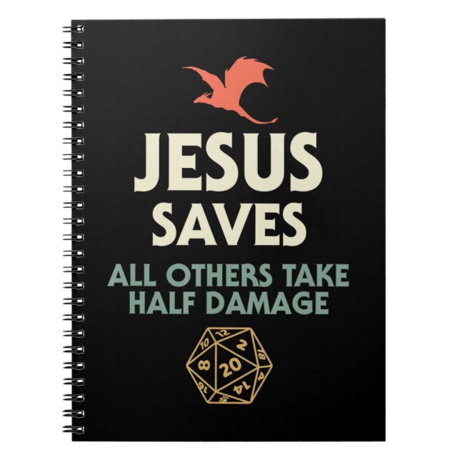 Carnet Jesus Saves DM Dragon D20 Dice Cadeau RPG Rôle Pla (Devant)