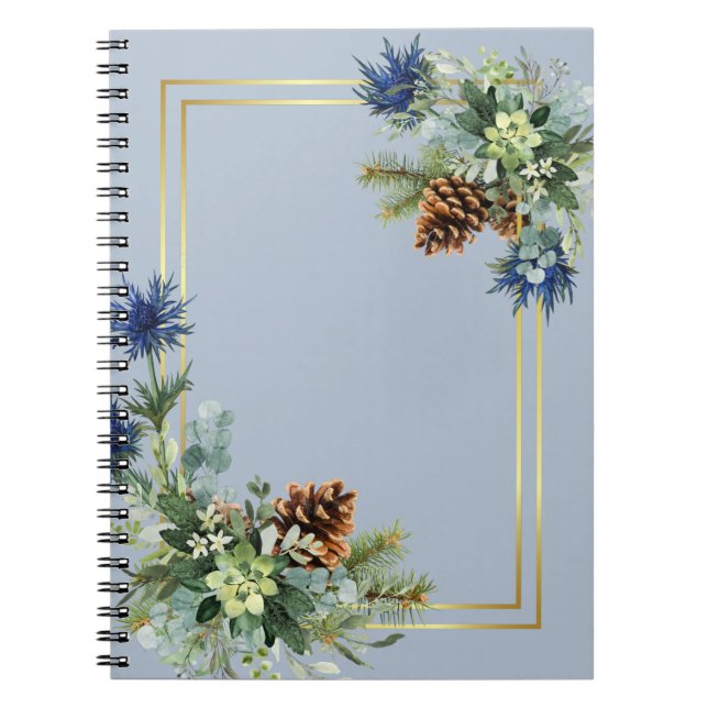 Carnet Jeu bleu d'hiver Eucalyptus Mariage Wonderland (Devant)