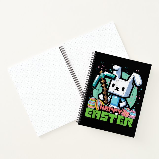 Carnet Jeu de pixels de lapin de Pâques heureux  (Intérieur)