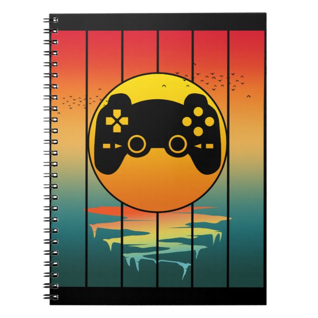 Carnet Jeu informatique de jeu de gamer de coucher de sol (Devant)