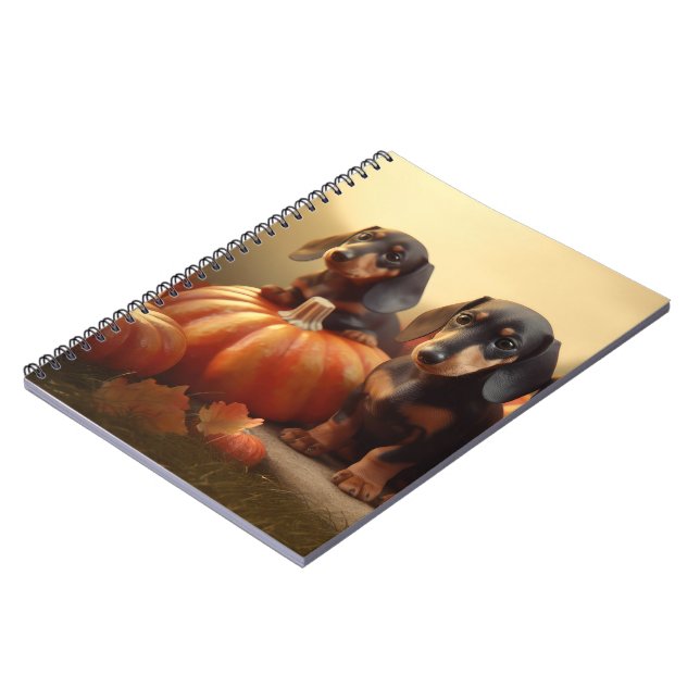 Carnet Jeune Dachshund Délice d'Automne Citrouille (Côté gauche)