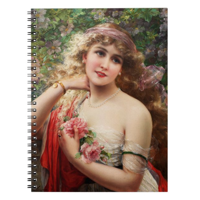 Carnet Jeune Dame Avec Roses (Devant)