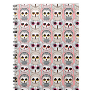 Carnet Jeunes Hiboux sur Motif Rose