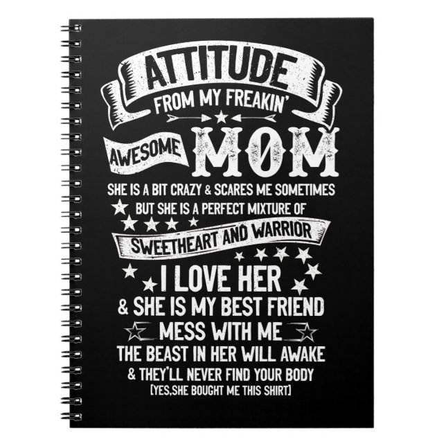 Carnet J'Obtiens Mon Attitude De Ma Mère Freakin Awesome (Devant)
