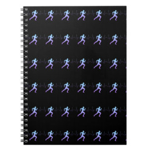 Carnet Jogging - Coureurs Silhouette avec Heartbeat Black