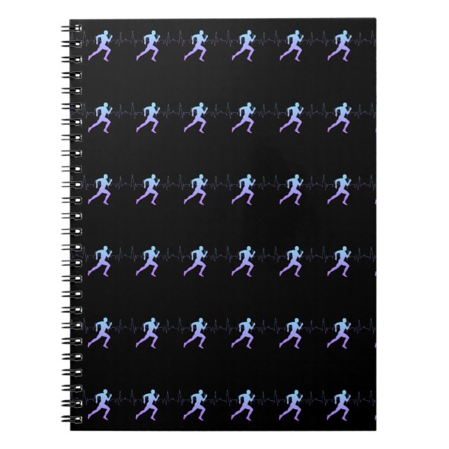 Carnet Jogging - Coureurs Silhouette avec Heartbeat Black (Devant)